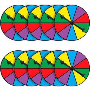 Chivao 10 Sets Game Spinner Wheel Blank Erasable Math Game Spinner Board with Plastic Rotating Arrows for Prizes(Novelty, Bright Color)