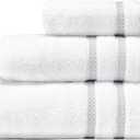 Vera Wang - Bath Towels, 100% Soft & Absorbent Terry Cotton, Low Linting and Fade Resistant, Medium Weight Bathroom Towels (Textured Trellis Grey, 3 Piece)