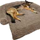 Calming Dog Bed Fluffy Plush Dog Mat for Furniture Protector with Removable Washable Cover for Large Medium Small Dogs and Cats Large (45x37x6), Camel