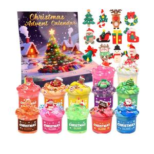 Christmas Slime Kit - 24 Pack Slime Party Favors for Kids, Xmas Stickers & Charms, Christmas Stocking Stuffers for Kids, Super Soft, Non-Sticky, DIY Surprise Slime for Girls & Boys