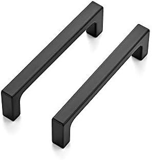 Ravinte 15 Pack Solid 3-3/4 Inch Kitchen Square Cabinet Handles Matte Black Pulls Drawer Pulls Kitchen Cabinet Hardware Flat Black Handles