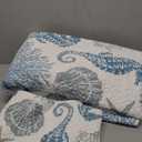 Coastal Bedding Queen Size Coastal Quilt with 2 Shams, Nautical Beach Comforter Sets Ocean Bedspreads Blue Seahorse Coverlet Summer Bedding, 90''x96'', Seahorse 