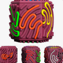 Luckyrao Sensory Activity Cube with 10 Strings  Anxiety Relief Fidget Toy for Children/Adults, Autism ADHD Focus, Compact Stress Reducer for Travel (red)