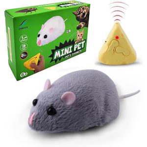Tipmant Mini Sized RC Mice IR Remote Control Rat Mouse Animal Prank Joke Scary Trick Toys for Cat Dog Kids Christmas Birthday Gifts (Grey)