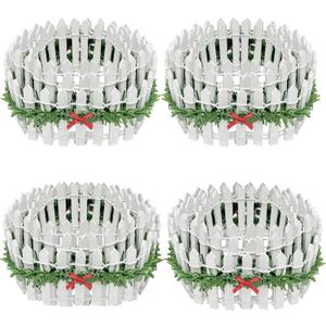 4 Pieces Christmas Village Decorative Fences Garden Accessories, White Christmas Decorative Picket Fence Snow Accessories for Christmas Dollhouse Collections Snow Figurine Mini Village Landscape