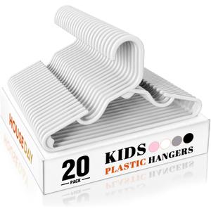 HOUSE DAY Premium Baby Hangers 20 Pack, 11 Inch Kids Plastic Hanger White, Slim Childrens Hangers for Infant, Toddler, Child Clothes, Non-Slip Sturdy and Durable Baby Clothes Hanger for Closet
