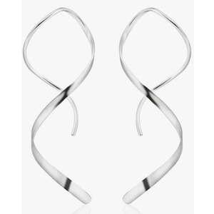 Handmade Spiral Threader Earrings Sterling Silver Hypoallergenic Twisted Pull Through Drop Dangle Earrings for Women - Silver & Gold