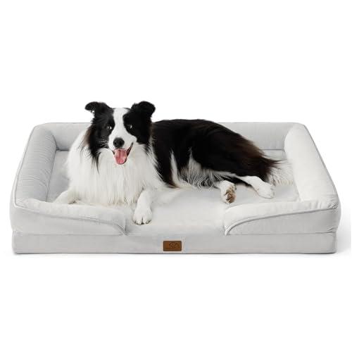 Bedsure Orthopedic Dog Beds Large Sized Dog - Washable Large Dog Cat Bed Waterproof, Comfort Dogs Couch Sofa with Washable Removable Cover, Pet Bed with Nonskid Bottom, Light Grey, 35"