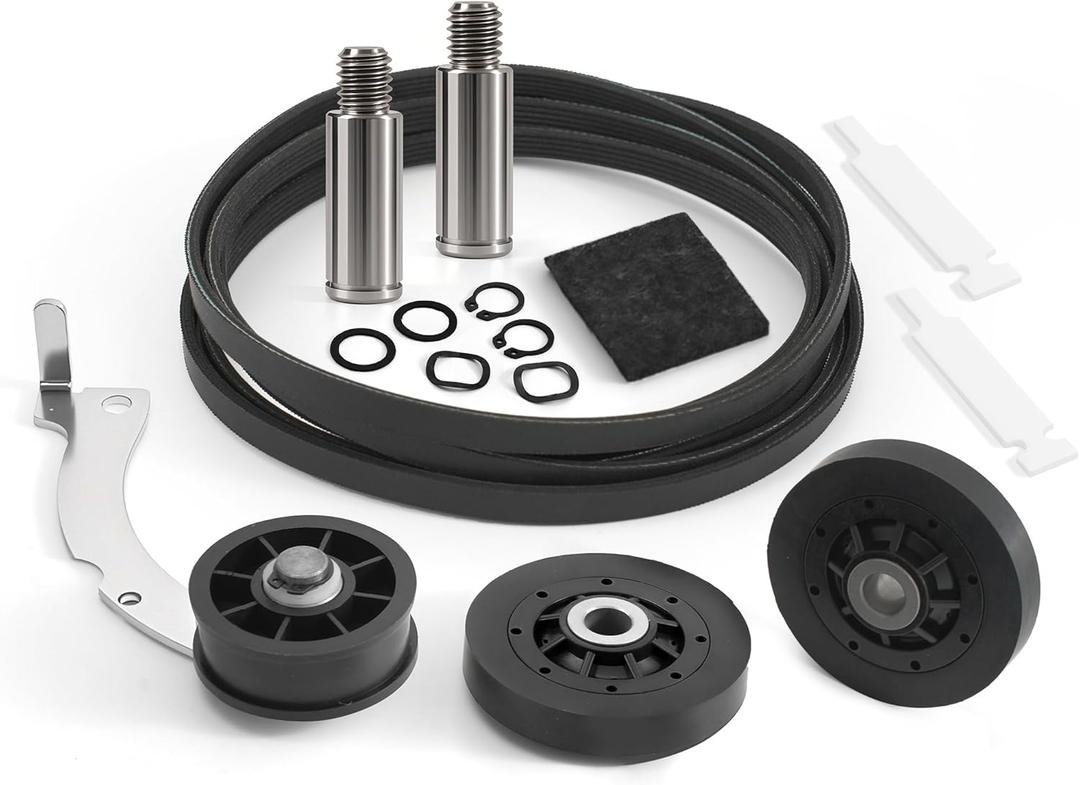 Upgraded Dryer Rebuild Kit Compatible with Speed Queen 1992 & Newer SM, Include RB170002 Dryer Roller Kit & D516792 Dryer ldler Pulley & D511255P Dryer Cylinder Belt & RB170003 Dryer Drum Glide Kit