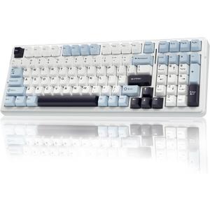 AULA F99 Wireless Mechanical Keyboard, Hot Swappable Custom Keyboard,Pre-lubed Linear Switches,Gasket Structure,RGB Backlit Gaming Keyboard (Blue&White)