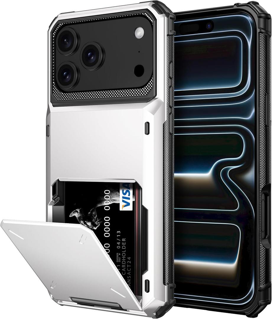 Vofolen for iPhone 17 Pro Max Case Wallet with Card Holder Dual Layer Heavy Duty Shockproof Drop Protection Hidden Flip 4-Card Slots Pocket Phone Cover for Women Men, 6.9 Inch White