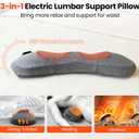 3 in 1 Rechargeable Electric Back Massager for Pain Relief Deep Tissue, Ergonomic Memory Foam Lumbar Support Pillow with Heat, Vibration and Traction, Cordless Lower Back Massager for Home & Office