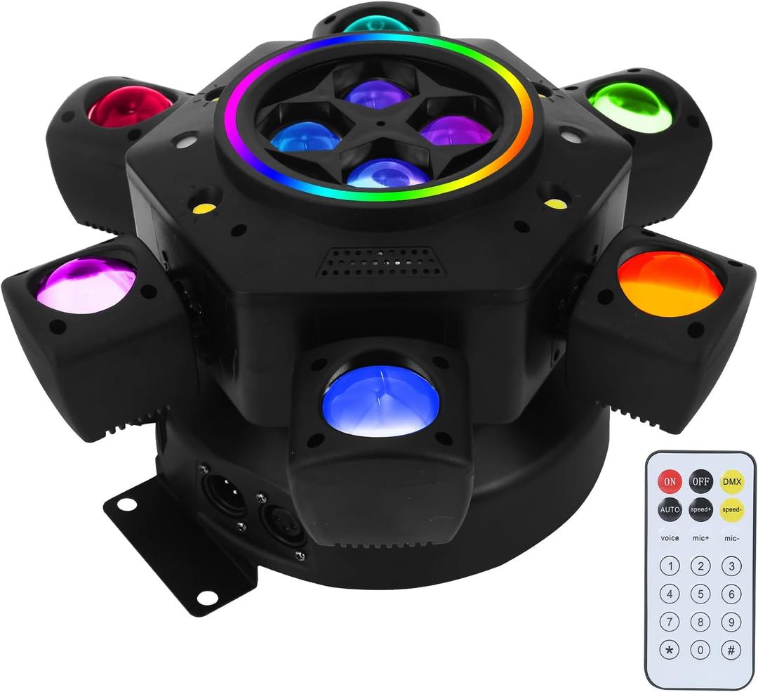 150W Moving Head DJ Lights, RGBW 4-in-1 LED 6 Arms Party Lights