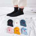3/5 Pairs Cute Heart Socks Ruffle Socks Ankle Socks for Women Crew Socks Gifts for Womens Socks