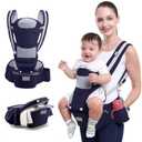 Baby Carrier with Hip Seat, for 0-48 Month Baby, Soft Baby Carrier Newborn to Toddler, 15-in-1 Ways to Carry, Adjustable Size with Sunshade, Windproof & Storage Functions (Navy)