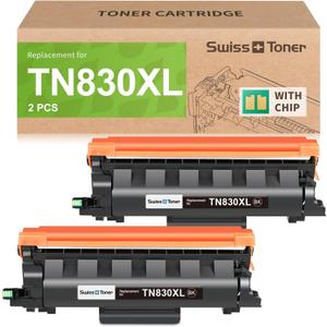 Compatible TN830XL TN830 TN830 XL TN-830 TN-830XL Toner Cartridges Replacement for Brother DCP-L2640DW HL-L2460DW L2480DW MFC-L2820DW XL HL-L2405W HL-L2400D 2465DW Printer, 2 Pack Black