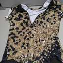 Wolddress One Piece Rashguard Swimwear for Women Bathing Suit with Zip Front Golden Leopard, Large