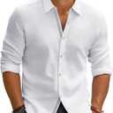 PJ PAUL JONES Mens Dress Shirts Wrinkle Free Stretch Button Down Shirt Casual Long Sleeve Business Shirts (X-Large, White)