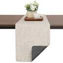 Chitomars Table Runners 55 Inches Long, Dual-Sided Faux Leather Farmhouse Table Runner Waterproof Non-Slip for Living Room Party Home Decor Holiday Decorations(Gray Cream-White, 15 x 55 Inch)