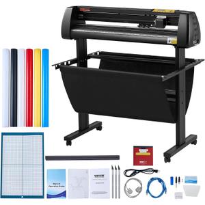 VEVOR Vinyl Cutter 34Inch Bundle, Vinyl Cutter Machine Manual Vinyl Printer LCD Display Plotter Cutter Sign Cutting with Signmaster Software for Design and Cut,with Supplies, Tools
