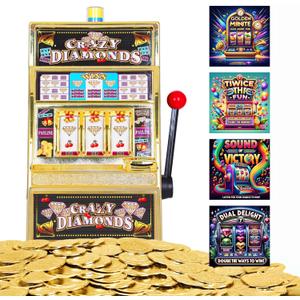 | Jumbo Slot Machine Plus 50 Metal Gaming Coin Tokens - for Adults and Awesome Casino Party Decoration