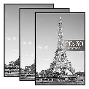 upsimples 20x30 Poster Frame, Easy Slide-In Assembly, Black, 3 Pack