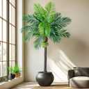 30-Year Factory Faux Coconut Tree - 7.2FT Faux Palm Tree Realistic Thick Trunk & Heavy Duty Leaves, Hand-Carved Bark Texture, Indoor Tropical Decor for Living Room/Store, No Shiny Plastic Look