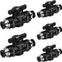 Flutesan 5 Pcs 3/8" x 3/8" OD Push to Connect Pneumatic Ball Valve PVC Air Flow Control Valve Quick Connect Tube Fittings Air Line Hose Fittings