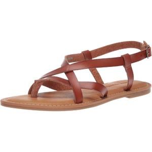 Amazon Essentials Women's Casual Strappy Sandal (8 Wide, Tan)