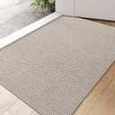 DEXI Ultra Thin Door Mat Indoor Entrance 24x36, Non Slip Rubber Backed Entryway Mats Dirt Trapper, Low Profile Front Doormat for Inside Entry, Patio, Porch, Beige