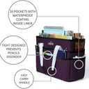 JJRING Craft Organizer Tote Bag, Large Art Storage Caddy with Multiple Pockets, Deep Purple Sewing Bag for Art, Craft, Scrapbooking, Medical, and Office Supplies Storage