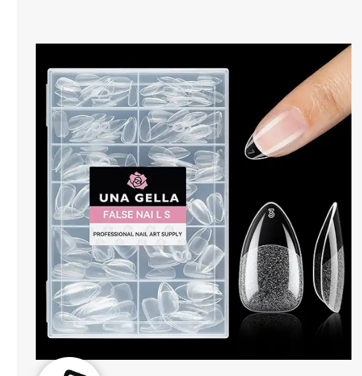UNA GELLA Short Almond Fake Nails 216pcs PreShape Gel Acrylic Nail Tips for Full Cover Nail Extension Home DIY Nail Salon 12 Sizes Gelly Tips
