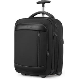 Vancropak Carry on Luggage with Wheels, Multi-functional Airline Approved Underseat Carry-On Rolling Suitcase, 15.6" Lightweight Overnight Weekender Bag Travel Business Roller for Men Women, Black
