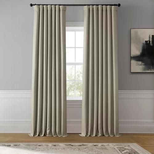 HPD Half Price Drapes - Faux Linen Curtains for Living Room (1 Panel) - 50W X 96L - Textured Room Darkening Curtains for Bedroom 96 Inches Long - Drapes for Home Decor, Oatmeal