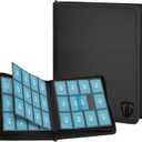 12 Pockets Trading Card Zipper Binder for 720 Cards| Secure Side Loading Pockets | Trading Card Album Folder | Compatible with YuGiOh, MTG(Black 12)