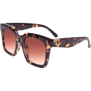 Vintage Women Oversized Sunglasses Designer Luxury Square Sun Glasses UV400 Protection Flat Lens (Tortoise Frame Gradient Brown Lens)
