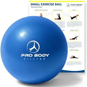 ProBody Pilates Small Exercise Ball - 9 Inch Workout Ball for Stability, Barre, Yoga, Core & Physical Therapy, Home Gym & Office Use (Blue)