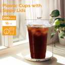 Turbo Bee 16 OZ 200 Sets Clear Plastic Cups with Strawless Sip Lids, To Go Crystal Clear Disposable Plastic Cups with Lids for Iced Coffee, Smoothies, Soda, Lemonade, Cold Beverage