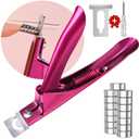 Violet Red Premium Adjustable Nail Clippers with Magnets Sizers for Acrylic Nails, Stainless Steel Nail Cutter Trimmer for Artificial Fake False Tips Manicure Sharp Blade Clip Tool for Salon Beauty