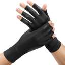 FREETOO Copper Arthritis Gloves for Carpal Tunnel Pain Relief, Strengthen Compression Gloves to Alleviate Hand Pains,Swelling, Fingerless Typing Gloves for Rheumatoid, Tendonitis Women/Men-XL (Black)