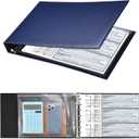 Pacific Mailer 7 Ring Check Binder, 3-On-A-Page Business Checkbook Holder, 500 Checks Capacity, with 2024-2030 Calendar Organizer, Sleek Business Design (Dark Blue)