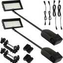 Trade Show Lights LED Display and Exhibit Arm Lighting, Connectable Tradeshow Lights Included Clamps, Mounting Brackets, Power Cables, Connect Cables (2pcs Black) (Black)