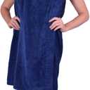 anatolian Women's Body WRAP Towel - 100% Cotton Adjustable Cover Up for Beach Spa Gym Bath Pool - Made in Turkey (Navy Blue, 1)