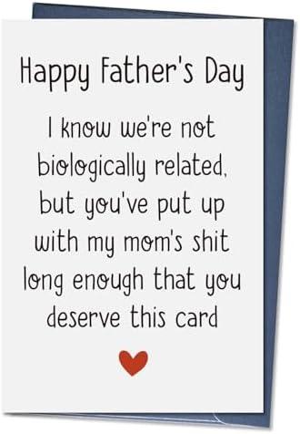 Ithmahco Step Dad Fathers Day Card, Funny Stepdad Gifts from Stepdaughter Stepson, Humorous Card for Stepfather, Bonus Dad, Stepdad Father's Day Gifts, Pack 3