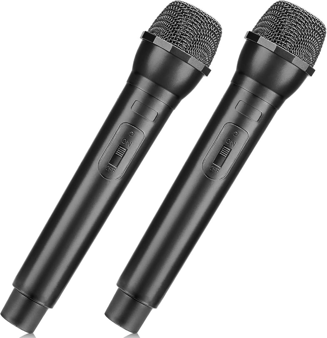 Facmogu 2PCS Fake Microphone Props, Plastic Pretend Play Microphone Prop, Realistic Simulate Speech Practice Prop, Faux Mic Props for Halloween, Christmas, Costume, Cosplay, Birthday Party - Black