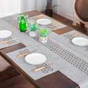 ARTABLE Rectangle Table Runner Fabric Farmhouse Gray Home Garden Table Runners with Well-Trimmed Edge for Picnics Indoor and Outdoor Dining Holiday Long Tables (Gray, 16 x 84 Inch)