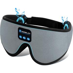 Sleep Mask with Bluetooth Headphones,3D Sleep Mask Wireless Music Eye Mask for Side/Supine Sleepers, with Slim Stereo Speakers,Bluetooth Sleep Headphones,Perfect for Sleeping,Gifts for Women/Men Grey