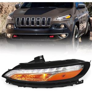 Huray DRL Headlight for Jeep Cherokee 2014-2018 [Day Time Running Light] [Turn Signal Light] [Side Mark Light] OE Replacement (Driver Side (Left))