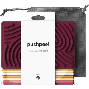 Pushpeel Sensory Activity Board: Silicone Fidget Toy for Calming, Stress, Anxiety, ADHD & Autism | Silent, No Mess | Kids 3+ & Adults | Includes Portable Travel Bag & 11 Strings