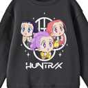 Kpop Demon Hunters HuntrX Excited Kawaii Chibi Art Youth Crew Neck Long Sleeve Sweatshirt (Gray, L)